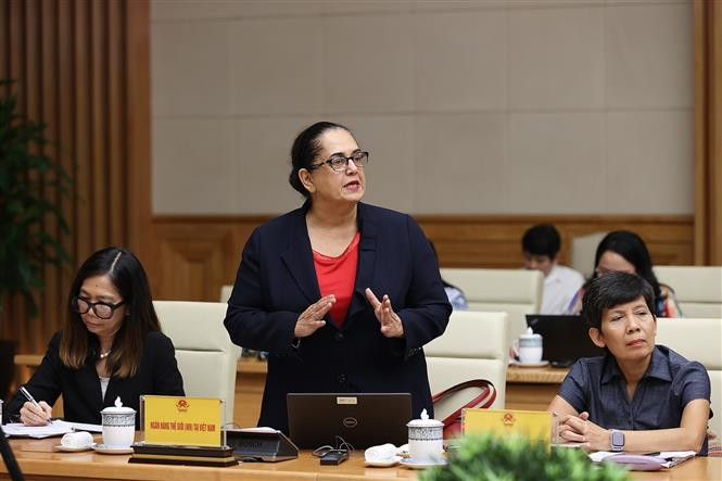 Đại diện Ngân hàng thế giới (WB) tại Việt Nam phát biểu. Ảnh: Dương Giang - TTXVN Thủ tướng Chính phủ họp với các chuyên gia, nhà khoa học về ổn định kinh tế vĩ mô, kiểm soát lạm phát ảnh 3