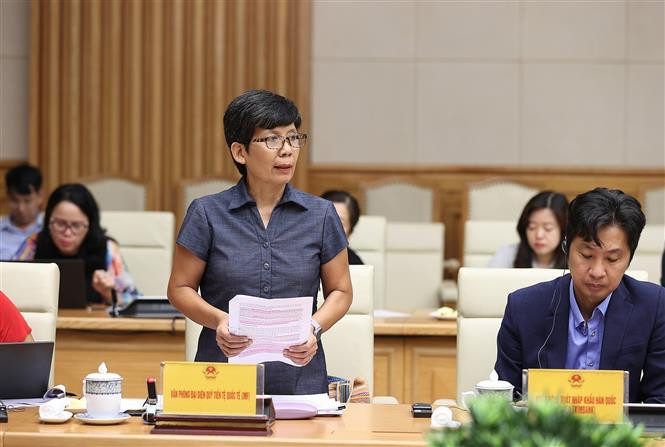Đại diện Văn phòng Quỹ Tiền tệ quốc tế (IMF) phát biểu. Ảnh: Dương Giang - TTXVN Thủ tướng Chính phủ họp với các chuyên gia, nhà khoa học về ổn định kinh tế vĩ mô, kiểm soát lạm phát ảnh 2