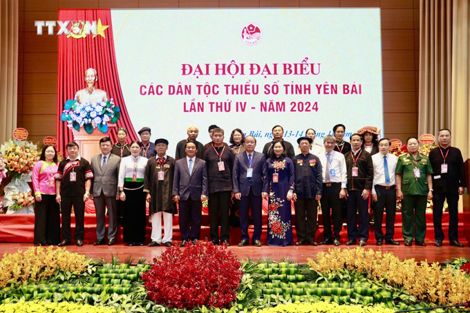 Đại hội đại biểu các dân tộc thiểu số tỉnh Yên Bái lần thứ IV, năm 2024 có chủ đề “Các dân tộc tỉnh Yên Bái đoàn kết, đổi mới, sáng tạo, chung sức xây dựng tỉnh Yên Bái phát triển theo hướng xanh, hài hòa, bản sắc và hạnh phúc”. Ảnh: TTXVN phát vna_potal_khai_mac_dai_hoi_dai_bieu_cac_dan_toc_thieu_so_tinh_yen_bai_lan_thu_iv__7704225.jpg