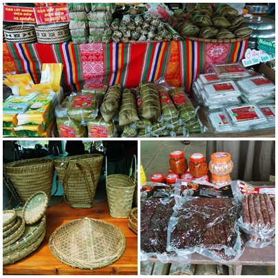 Các sản vật của đồng bào dân tộc được bày bán tại chợ vùng cao. Ảnh: Lệ Giang page.jpg
