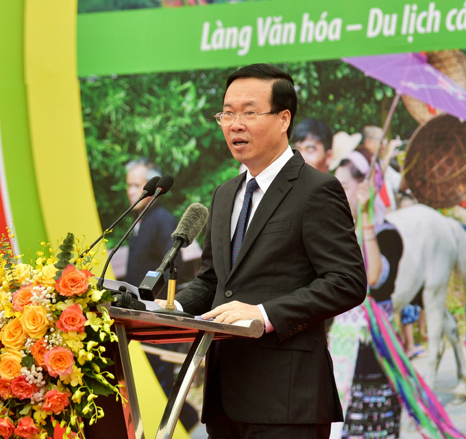 Chủ tịch nước Võ Văn Thưởng phát biểu tại lễ khai mạc Ngày hội "Sắc xuân trên mọi miền Tổ quốc". Ảnh: Hoàng Tâm z5188311213041_2bdb9556fc14f3ade805cc42dabf942d.jpg