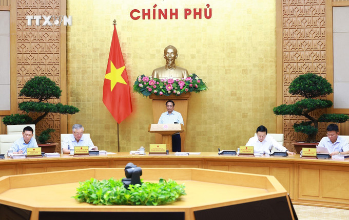 Thủ tướng Phạm Minh Chính chủ trì phiên họp Chính phủ chuyên đề về xây dựng pháp luật tháng 9 năm 2024. Ảnh: Dương Giang - TTXVN vna_potal_thu_tuong_chu_tri_phien_hop_chinh_phu_chuyen_de_xay_dung_phap_luat_thang_9_nam_2024_7595188.jpg