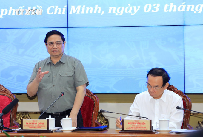 Thủ tướng Phạm Minh Chính phát biểu chỉ đạo hội nghị. Ảnh: Văn Điệp - TTXVN vna_potal_thu_tuong_chu_tri_hoi_nghi_trien_khai_nghi_quyet_982023qh15_cua_quoc_hoi_7211551.jpg