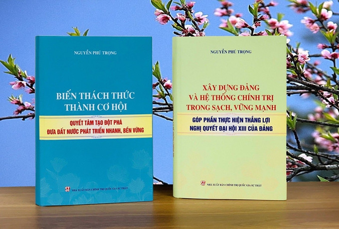 Hai cuốn sách của Tổng Bí thư Nguyễn Phú Trọng. Ảnh: dangcongsan.vn sach-tbt-020224.jpg