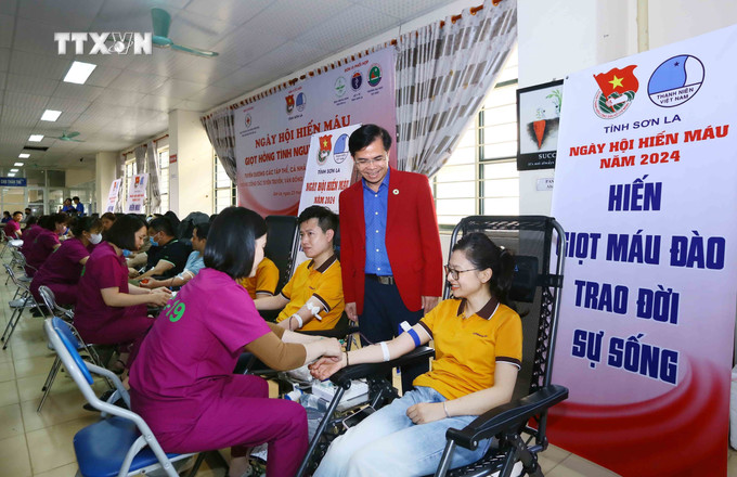 Đông đảo đoàn viên, thanh niên, cán bộ, công chức, viên chức và nhân dân tham gia “Ngày hội hiến máu - Giọt hồng tình nguyện” năm 2024. Ảnh: Quang Quyết - TTXVN vna_potal_son_la_“ngay_hoi_hien_mau_-_giot_hong_tinh_nguyen”_nam_2024_7285512.jpg