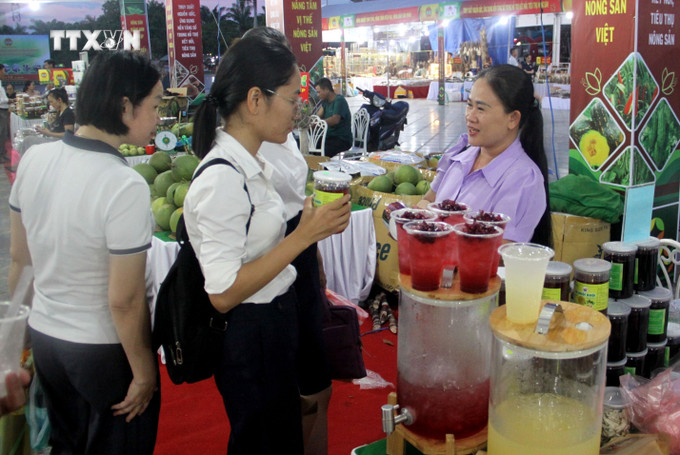 Du khách và người dân tham quan, mua sắm tại hội chợ. Ảnh: Trịnh Bang Nhiệm - TTXVN vna_potal_quang_nam_khai_mac_hoi_cho_gioi_thieu_quang_ba_san_pham_nong_nghiep_lan_thu_5_7528784.jpg