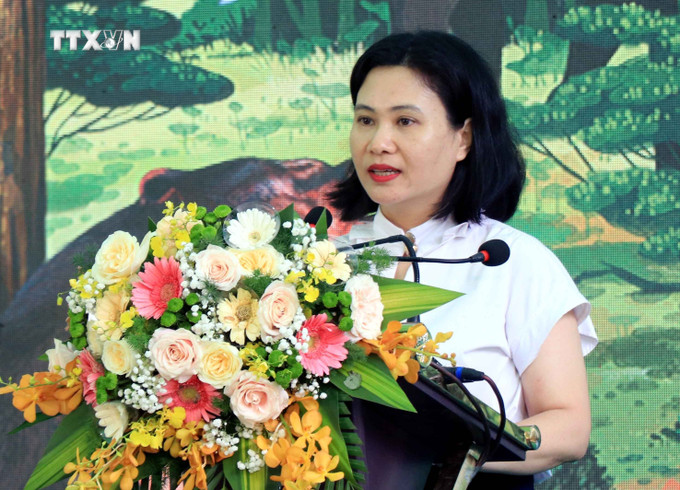 Bà Phan Việt Nga, Phó Cục trưởng cục Bảo tồn thiên nhiên và đa dạng sinh học (Bộ Tài nguyên và Môi trường). Ảnh: Công Tường-TTXVN vna_potal_ha_tinh_chung_tay_hanh_dong_vi_dong_vat_hoang_da_7389466.jpg