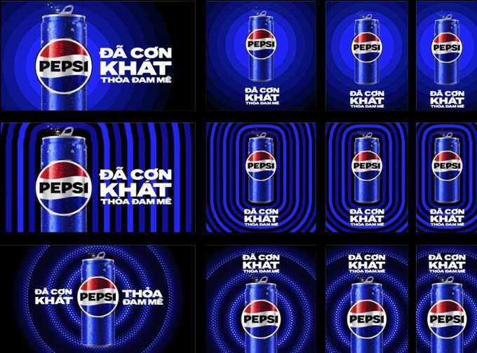 Hình ảnh bộ nhận diện thương hiệu mới của Pepsi tại Việt Nam. Ảnh: Đức Dũng -TTXVN IMG_20240327_093352.jpg