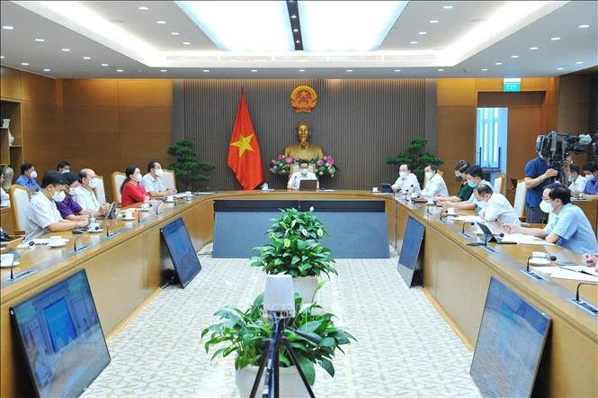 Quang cảnh cuộc họp trực tuyến. Ảnh: Minh Đức - TTXVN