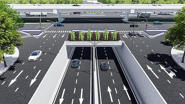 Minh họa nút giao khác cốt đường Thống Nhất và đường Việt Bắc thuộc tiểu dự án Thái Nguyên. Ảnh: baoxaydung.vn