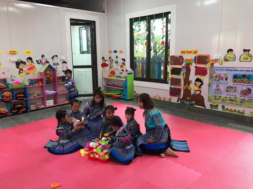 Điểm trường giúp hơn 60 học sinh mầm non ở thôn Ngải Phóng Chồ có điều kiện học tập tốt hơn. Ảnh: Hương Thu - TTXVN