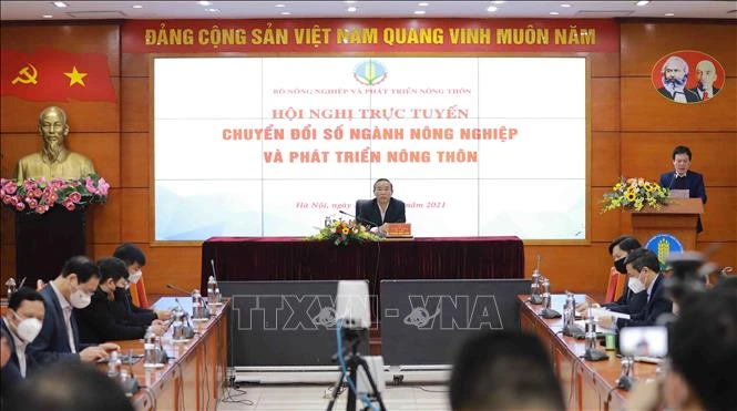 Quang cảnh Hội nghị tại điểm cầu Bộ NN&PTNT. Ảnh: Vũ Sinh - TTXVN