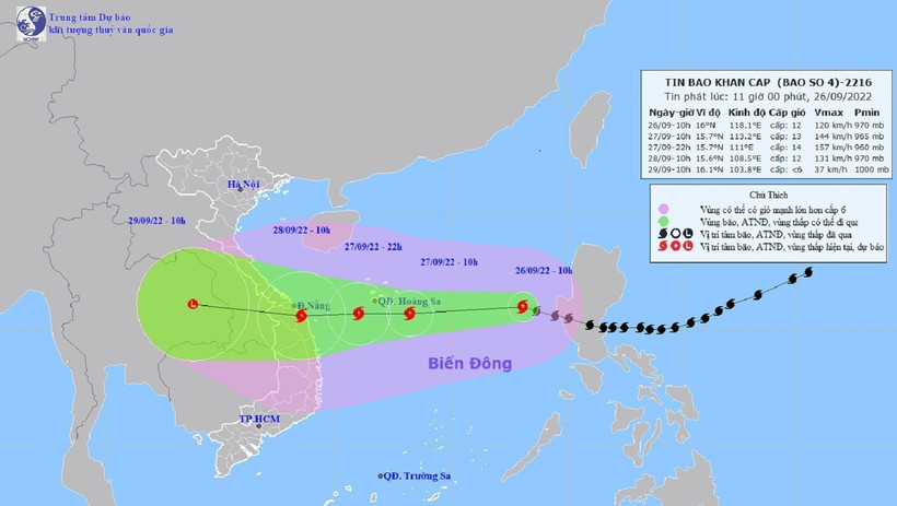 Bão số 4 di chuyển theo hướng Tây, có xu hướng mạnh thêm