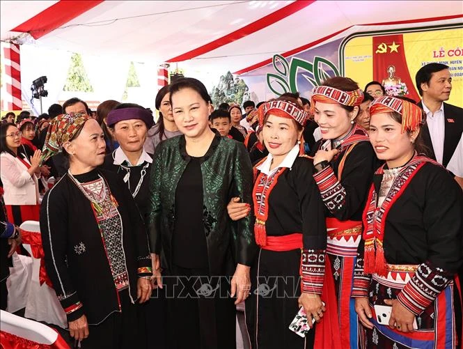 Chủ tịch Quốc hội Nguyễn Thị Kim Ngân dự Ngày hội đại đoàn kết toàn dân tộc tại xã Quang Minh, tỉnh Yên Bái