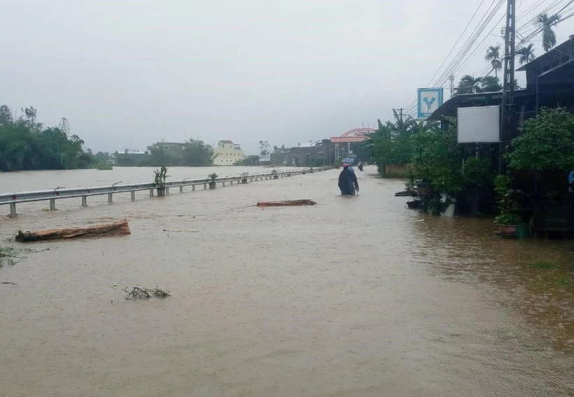 Quảng Ngãi mưa lớn, cảnh báo lũ đang lên nhanh trên các sông