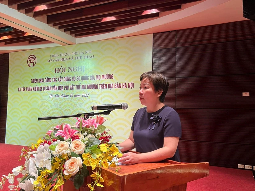 Đại diện Sở Văn hóa và Thể thao Hà Nội phát biểu tại Hội nghị. Ảnh: Đinh Thuận - TTXVN