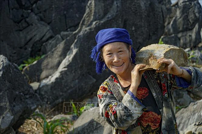  Cuộc sống người dân Tả phìn gắn bó với đá. Ảnh: Xuân Tư - TTXVN