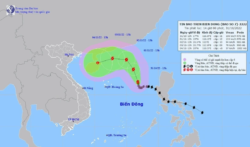 Bão số 7 di chuyển chậm, hướng lên phía Bắc