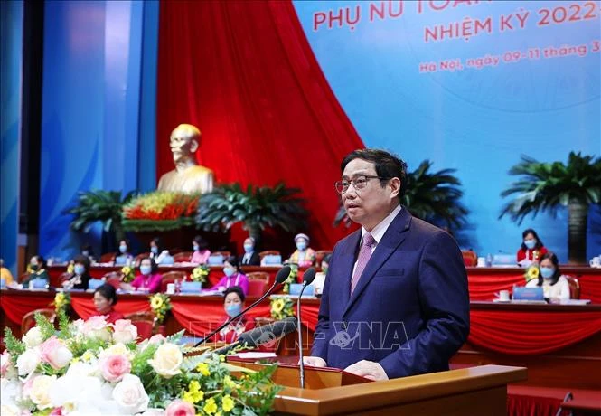 Thủ tướng Phạm Minh Chính phát biểu chúc mừng Đại hội. Ảnh: Dương Giang-TTXVN