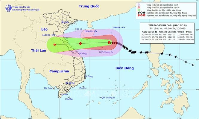Đêm 24/10, Nghệ An đến Thừa Thiên - Huế có mưa vừa, mưa to, khả năng có thêm cơn bão đi vào Biển Đông từ đêm 26/10