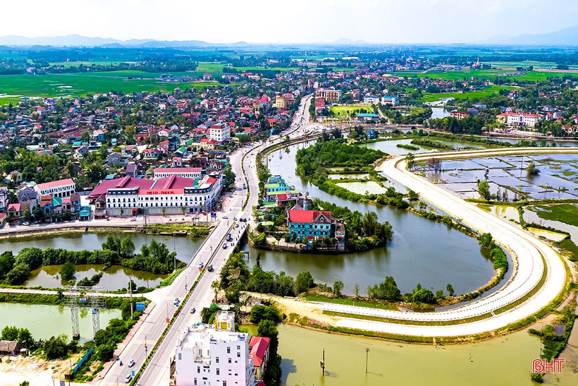 Thị trấn Thạch Hà qua góc máy flycam. Ảnh: Huy Tùng/baohatinh.vn
