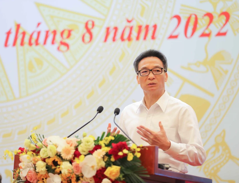 Phó Thủ tướng Chính phủ Vũ Đức Đam phát biểu tại điểm cầu Hà Nội. Ảnh: Thanh Tùng - TTXVN