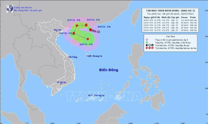 Ngày 22-23/7, bão số 3 có khả năng vào Vịnh Bắc Bộ gây mưa lớn ở Đông Bắc