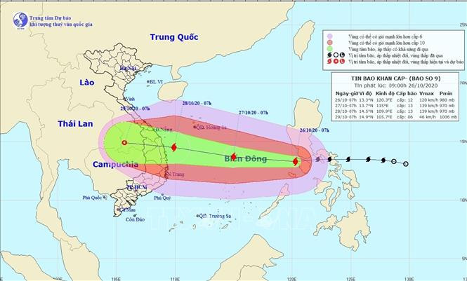 Bão số 9 vào Biển Đông, sức gió mạnh cấp 12, giật cấp 15