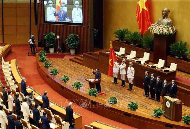 Quang cảnh Lễ tuyên thệ. Ảnh: Phạm Kiên - TTXVN