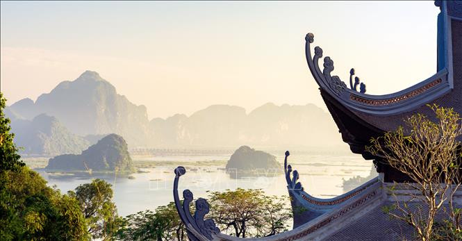 Một góc chùa Tam Chúc nhìn từ trên cao. Ảnh: Đại Nghĩa - TTXVN