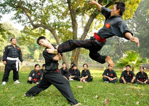 Cú đá bay vừa đẹp mắt vừa hiệu quả của võ Bình Định. Ảnh: toquoc.vn