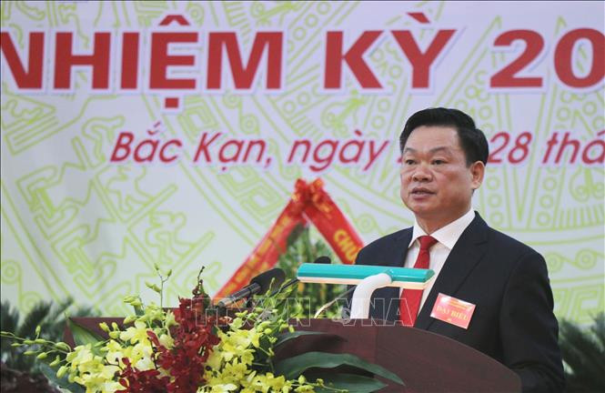 Đồng chí Hoàng Duy Chinh được bầu giữ chức Bí thư Tỉnh ủy Bắc Kạn khóa XII. Ảnh: Mạnh Hà - TTXVN 