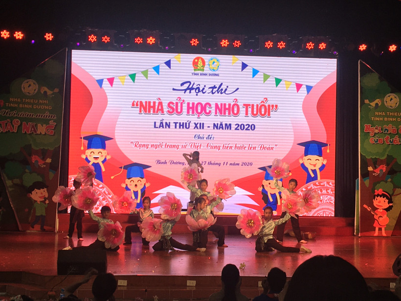 Hội thi “Nhà sử học nhỏ tuổi” của tỉnh Bình Dương năm 2020. Ảnh: tuoitrebinhduong.vn