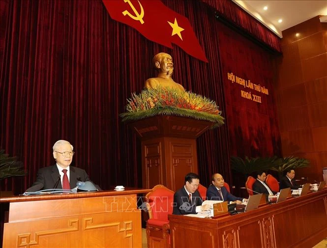 Tổng Bí thư Nguyễn Phú Trọng phát biểu khai mạc hội nghị. Ảnh: Trí Dũng –TTXVN