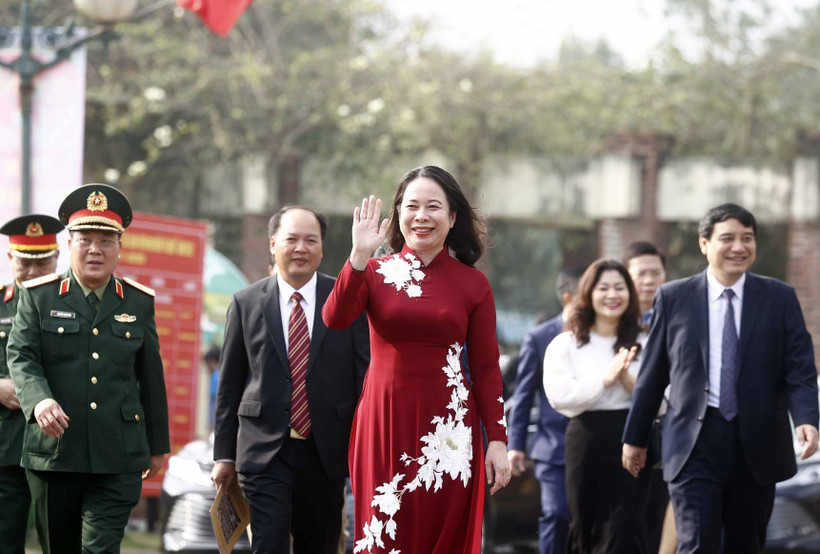 Quyền Chủ tịch nước Võ Thị Ánh Xuân dự Ngày hội "Sắc xuân trên mọi miền Tổ quốc” năm 2023. Ảnh: Thống Nhất - TTXVN