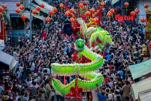 Sôi động diễu hành nghệ thuật đường phố mừng Lễ hội Nguyên tiêu