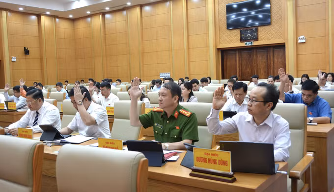 Các đại biểu biểu quyết thông qua nghị quyết.
