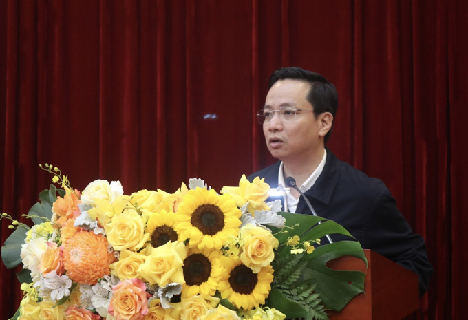 Chủ tịch UBND tỉnh Cao Bằng Lê Hải Hoà phát biểu tại hội nghị.