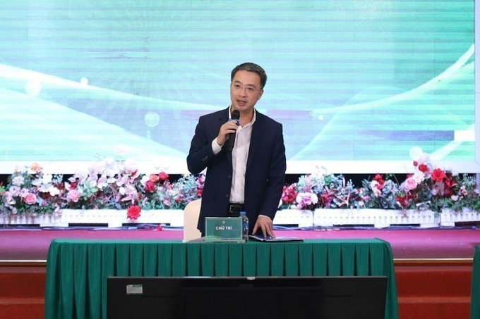 Bí thư Trung ương Đoàn, Chủ tịch Trung ương Hội Liên hiệp Thanh niên Việt Nam Nguyễn Tường Lâm phát biểu tại hội nghị. Ảnh: Hạnh Quyên/TTXVN