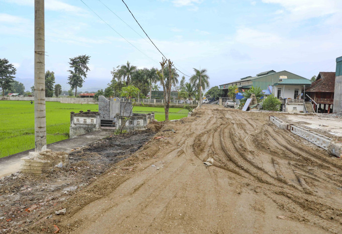 Qua trình người dân đổ đất, san gạt làm đường đi lại đã san lấp một phần di tích. Ảnh: Xuân Tư/TTXVN Qua trình người dân đổ đất, san gạt làm đường đi lại đã san lấp một phần di tích. Ảnh: Xuân Tư/TTXVN