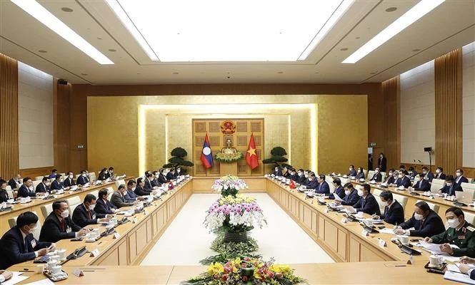 Thủ tướng Phạm Minh Chính hội đàm với Thủ tướng Lào Phankham Viphavanh