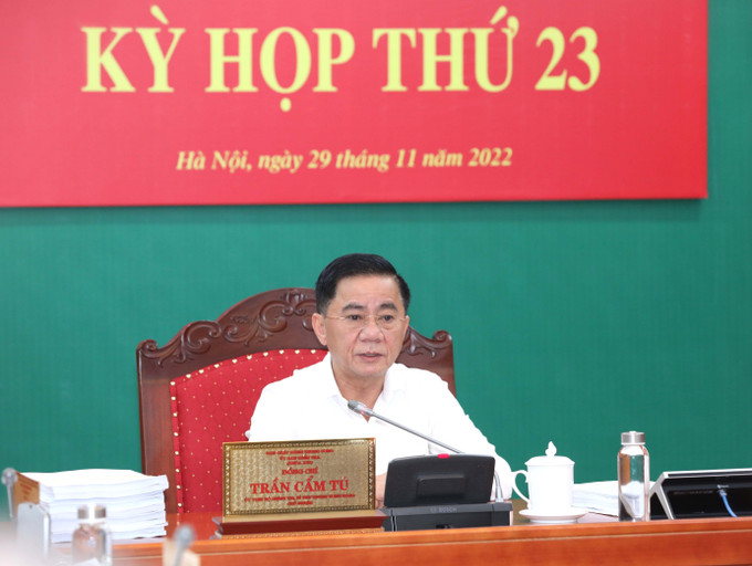 Đồng chí Trần Cẩm Tú, Uỷ viên Bộ Chính trị, Bí thư Trung ương Đảng, Chủ nhiệm Ủy ban Kiểm tra Trung ương chủ trì Kỳ họp. Ảnh: Phương Hoa - TTXVN Kỳ họp thứ 23 Ủy ban Kiểm tra Trung ương: Đề nghị thi hành kỷ luật một số cán bộ lãnh đạo, tổ chức đảng ảnh 1