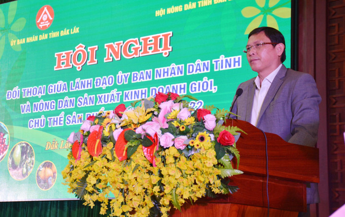 Phó Chủ tịch Thường trực UBND tỉnh Đắk Lắk Nguyễn Tuấn Hà phát biểu tổng kết hội nghị. Ảnh: Hoài Thu – TTXVN Đắk Lắk hỗ trợ nông dân phát triển nông nghiệp bền vững ảnh 4