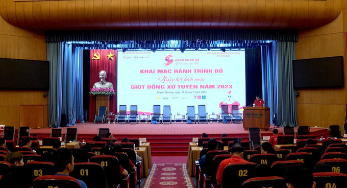 Quang cảnh Khai mạc ngày hội hiến máu “Giọt hồng xứ Tuyên” 2023. Ảnh: Thu Huyền