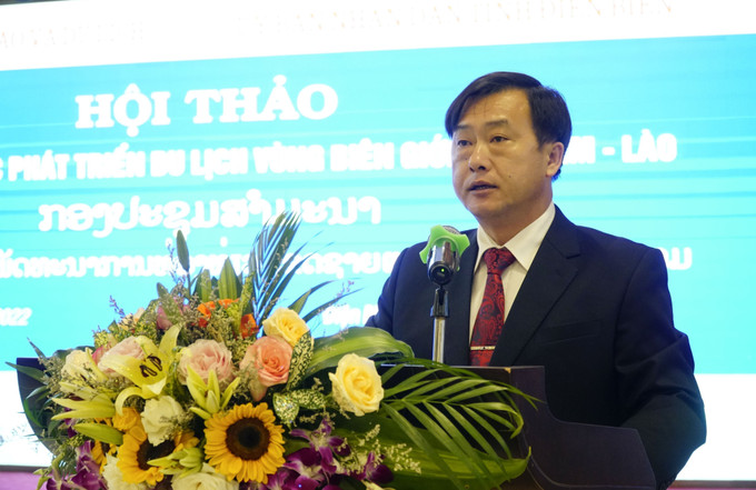 Phó Chủ tịch UBND tỉnh Điện Biên Vừ A Bằng phát biểu tại Hội thảo. Ảnh: Xuân Tư - TTXVN Hợp tác phát triển du lịch vùng biên giới Việt Nam - Lào ảnh 3