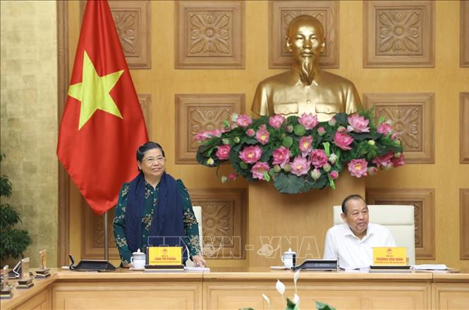 Phó Chủ tịch Thường trực Quốc hội Tòng Thị Phóng phát biểu. Ảnh: Văn Điệp - TTXVN Làm tốt công tác chuẩn bị Đại hội đại biểu toàn quốc các dân tộc thiểu số Việt Nam lần thứ II ảnh 4