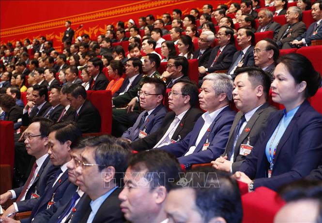 Đoàn đại biểu Đảng bộ Khối các cơ quan Trung ương dự phiên họp chiều 27/1. Ảnh: TTXVN Thông cáo báo chí về Ngày làm việc thứ hai của Đại hội đại biểu toàn quốc lần thứ XIII của Đảng ảnh 2