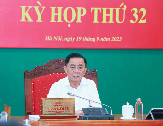 Đồng chí Trần Cẩm Tú, Uỷ viên Bộ Chính trị, Bí thư Trung ương Đảng, Chủ nhiệm Uỷ ban Kiểm tra Trung ương chủ trì Kỳ họp. Ảnh: Phương Hoa - TTXVN Kỳ họp thứ 32 Ủy ban Kiểm tra Trung ương đề nghị Bộ Chính trị, Ban Bí thư xem xét, thi hành kỷ luật Ban Thường vụ Tỉnh ủy Quảng Ninh và một số cá nhân ảnh 1