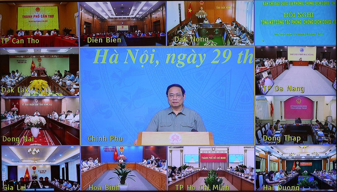 Hội nghị trực tuyến đến các tỉnh, thành phố. Ảnh: Dương Giang-TTXVN Thủ tướng Phạm Minh Chính: Thành công trong chống dịch COVID-19 thể hiện tinh thần, bản lĩnh, trí tuệ Việt Nam ảnh 6