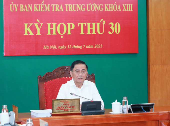 Đồng chí Trần Cẩm Tú, Chủ nhiệm Uỷ ban Kiểm tra Trung ương chủ trì kỳ họp. Ảnh: Phương Hoa - TTXVN Kỳ họp thứ 30 Ủy ban Kiểm tra Trung ương xem xét, thi hành kỷ luật một số tổ chức đảng, đảng viên ảnh 1